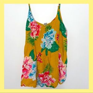 🍋3/$15 or 5/$20 Mustard Floral Tank Top